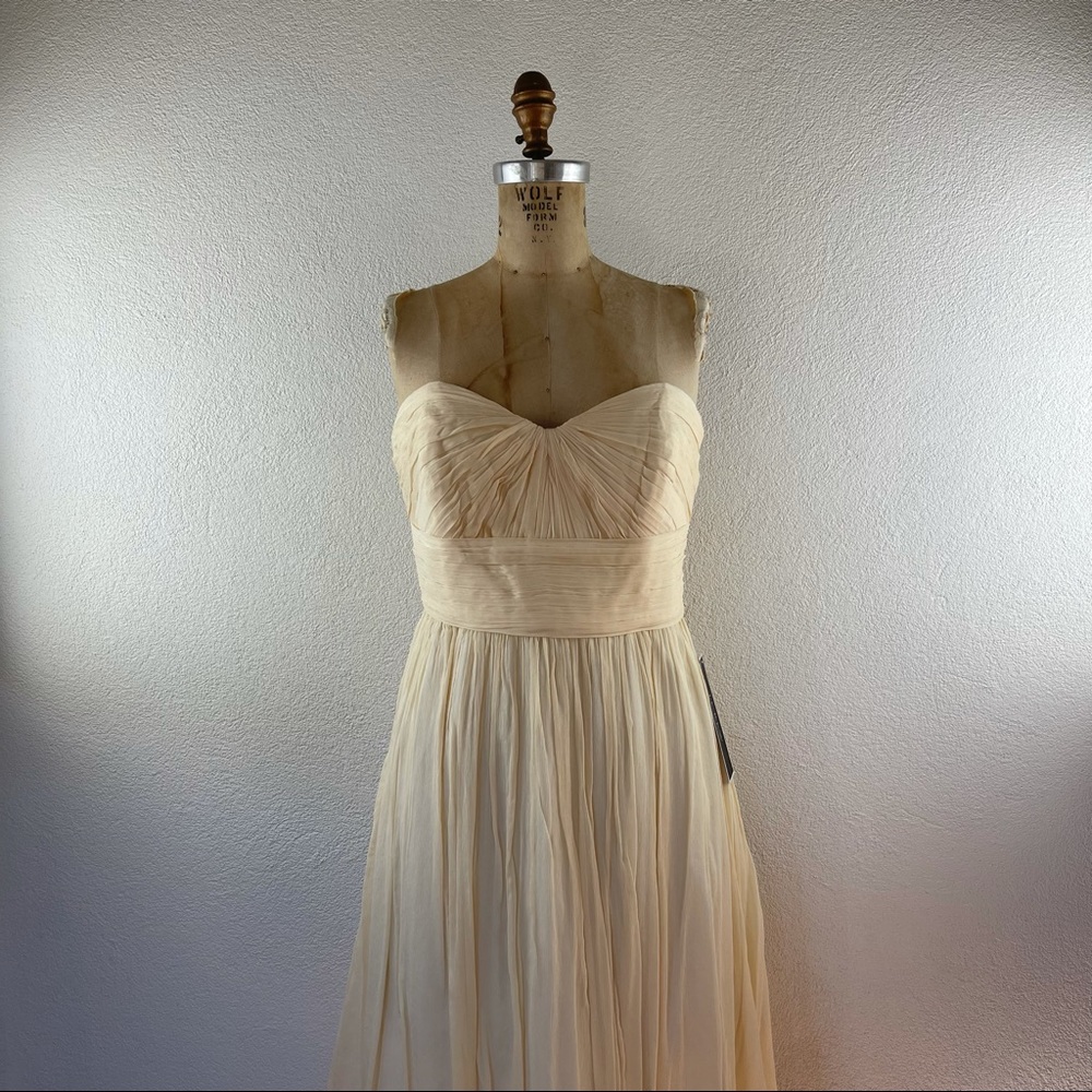 JCrew l 12 Silk Chiffon Pleated Strapless Sweetheart Wedding Bridal Formal Dress